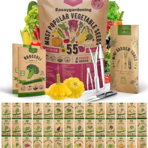 55 Vegetable Seeds Variety Pack - 35,600+ Non-GMO Heirloom Seeds for Planting Vegetables and Fruits