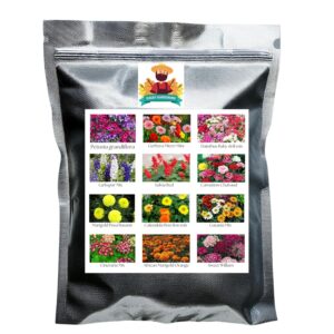 Flower Seeds Pack of 12 Variety | Hybrid & F1 Draft Varity imported Seeds |Petunia | Gerbera|Dainthus|Larkspur|Salvia|Carnation|Marigold|Calendula|Gazania| Cineraria|African Marigold|Sweet Willium