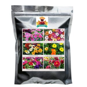 Hybrid imported Flower Seeds Pack of 6 Variety | Dainthus | Ice plant | Gazania | Calendulla bon bon varity | Petunia grandiflora| Dhalia