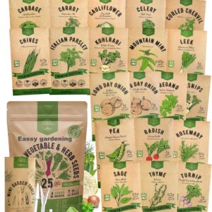 25 Winter Vegetable & Herb Garden Seed Variety Pack - 22,845+ Non-GMO Heirloom