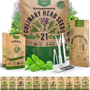 21 Culinary Herb Seeds Variety Pack -  11,400+ Heirloom, Non-GMO